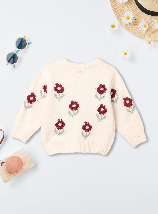 Girls Floral Embroidered Sweater