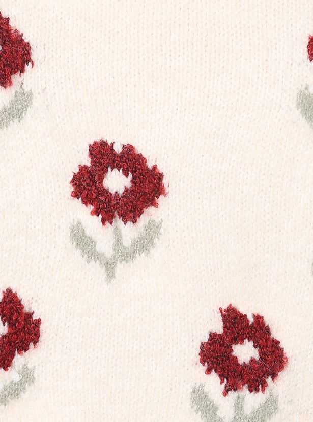 Girls Floral Embroidered Sweater