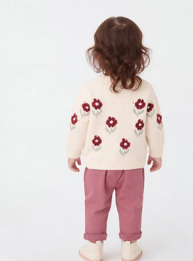 Girls Floral Embroidered Sweater