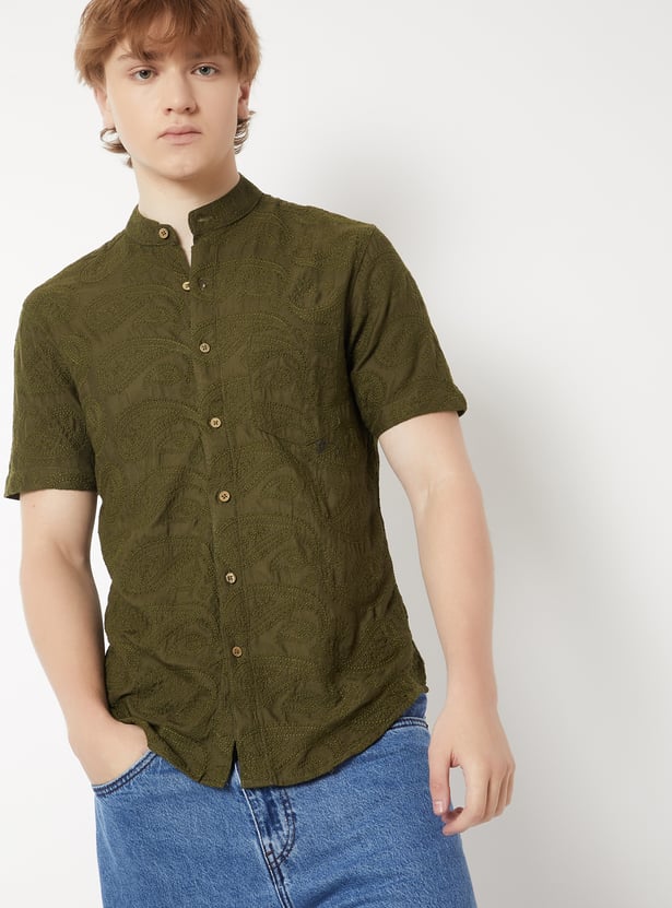 Men Embroidered Slim Fit Ethnic Shirt