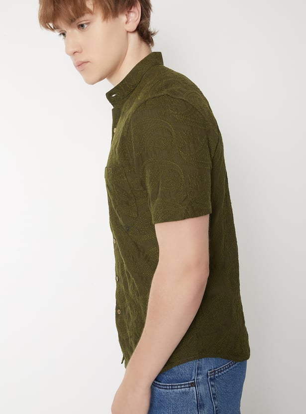 Men Embroidered Slim Fit Ethnic Shirt