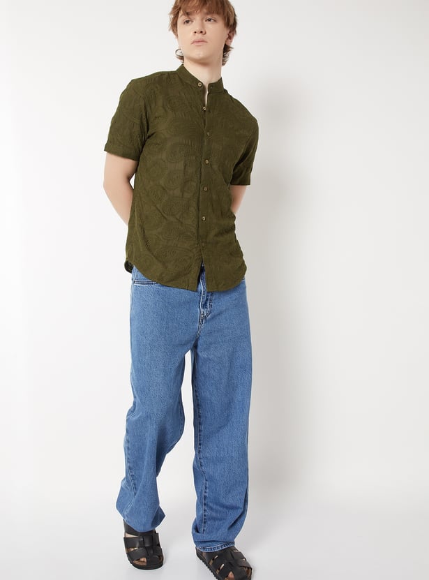 Men Embroidered Slim Fit Ethnic Shirt