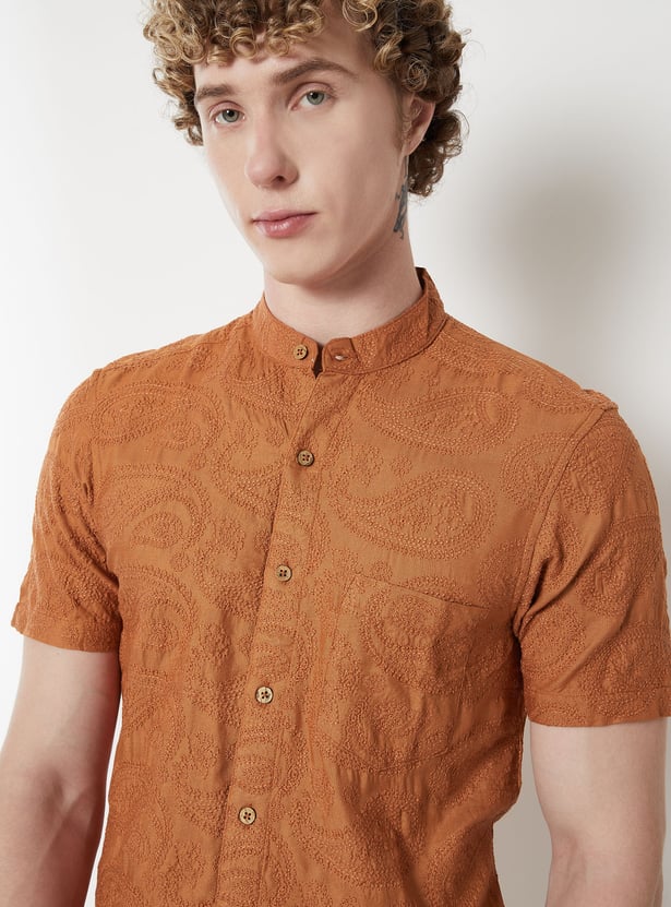 Men Embroidered Slim Fit Ethnic Shirt