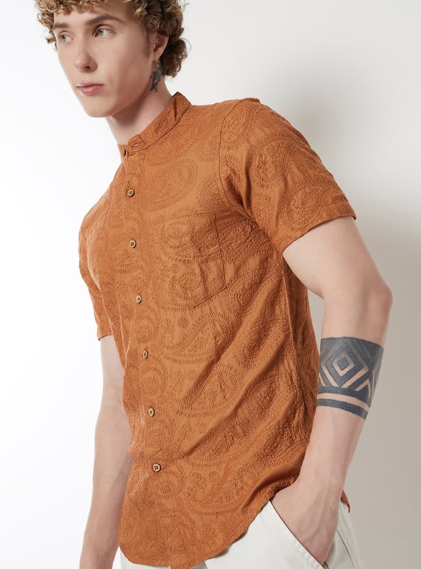 Men Embroidered Slim Fit Ethnic Shirt