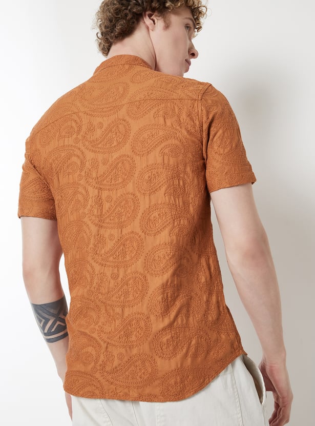 Men Embroidered Slim Fit Ethnic Shirt