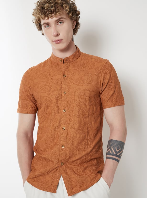 Men Embroidered Slim Fit Ethnic Shirt