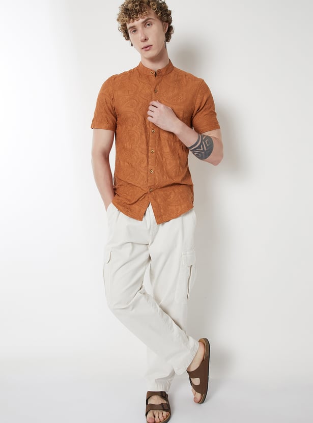 Men Embroidered Slim Fit Ethnic Shirt