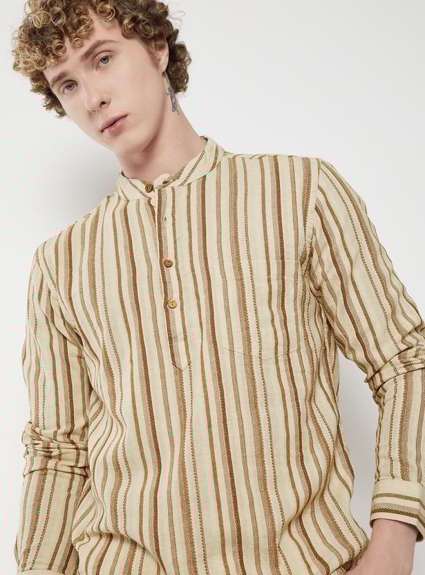 Men Striped Slim Fit Short Kurta