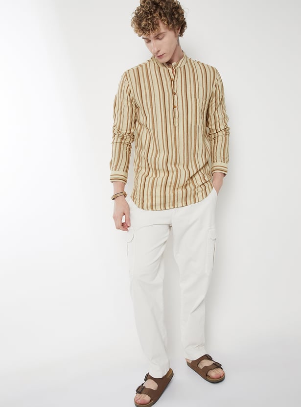 Men Striped Slim Fit Short Kurta