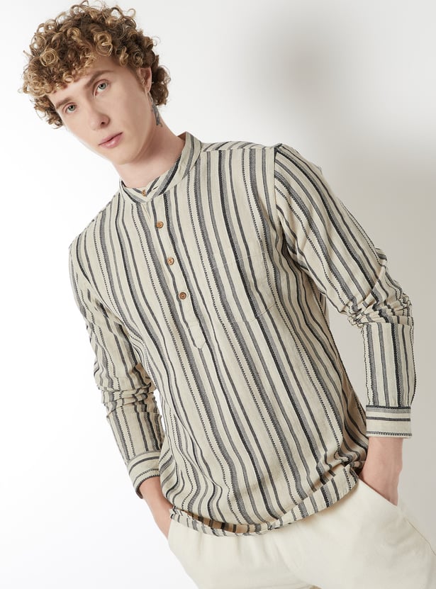 Men Striped Slim Fit Short Kurta