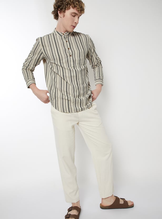 Men Striped Slim Fit Short Kurta