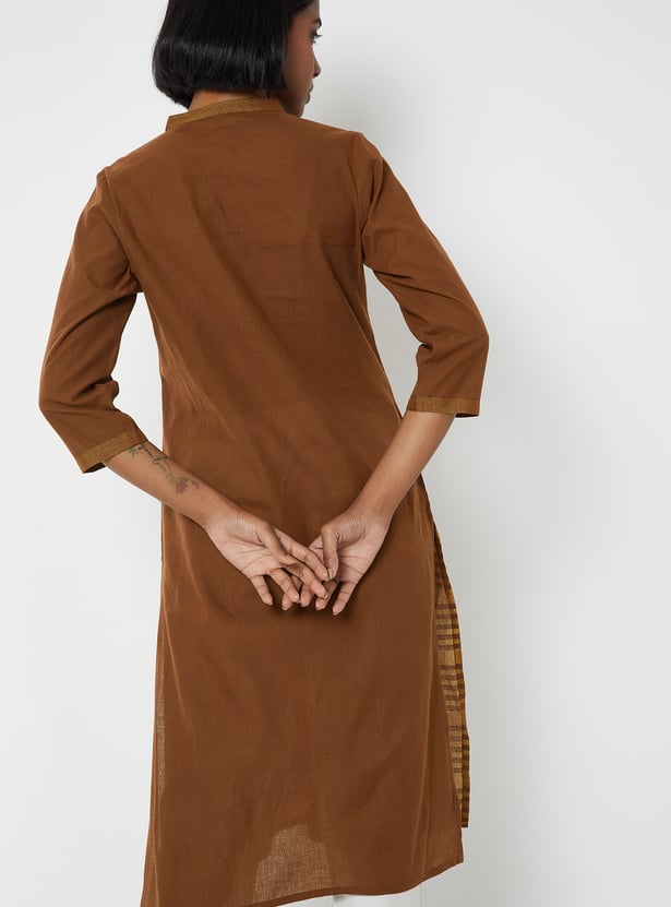 Women Metallic Print Straight Kurta