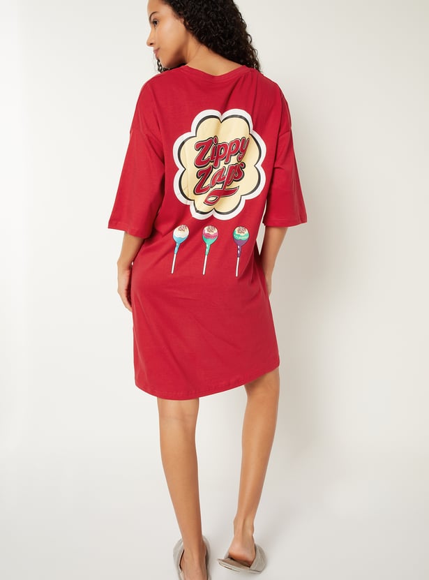 Women Back Print Nightdress