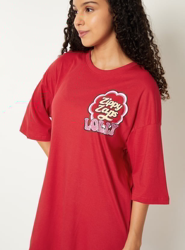 Women Back Print Nightdress