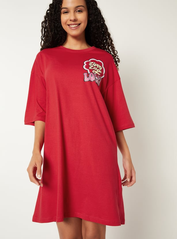 Women Back Print Nightdress