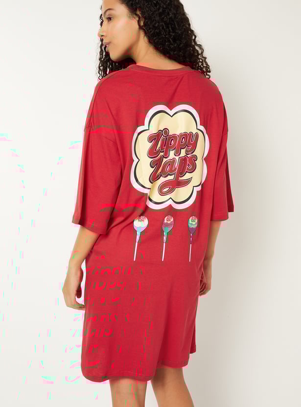Women Back Print Nightdress
