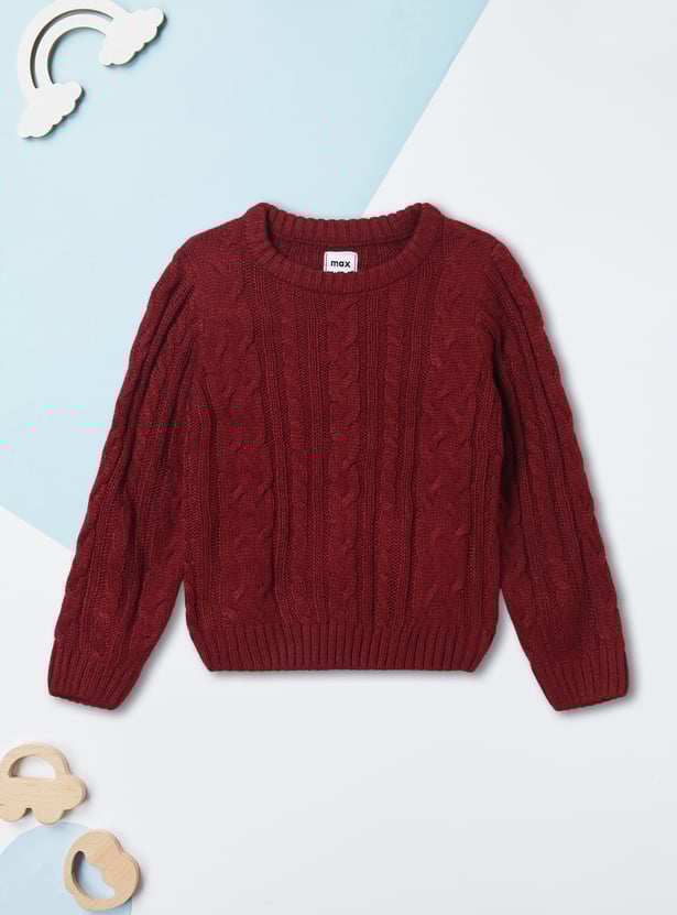Boys Solid Cable Knit Sweater