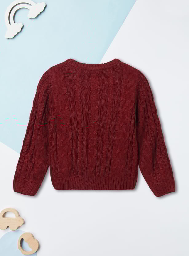 Boys Solid Cable Knit Sweater