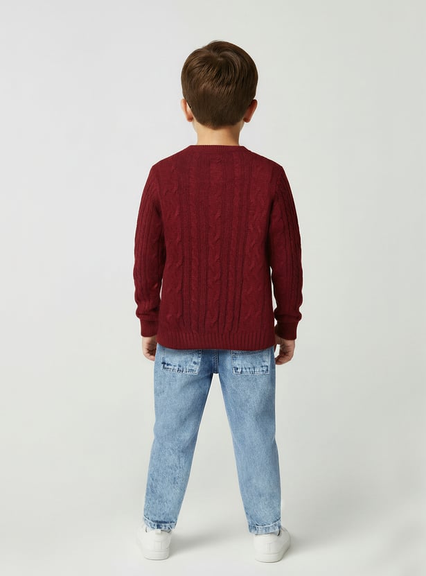 Boys Solid Cable Knit Sweater