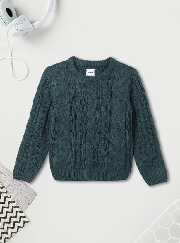 Boys Solid Cable Knit Sweater