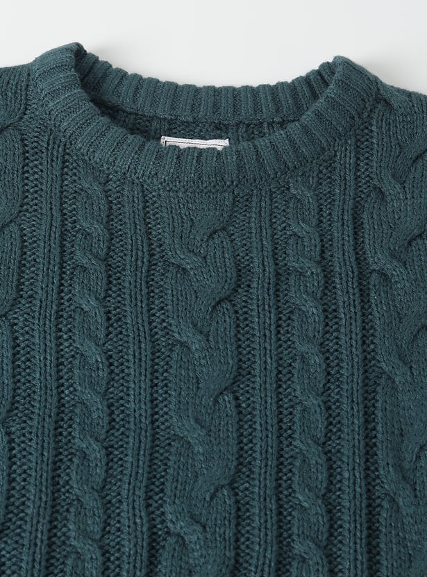 Boys Solid Cable Knit Sweater