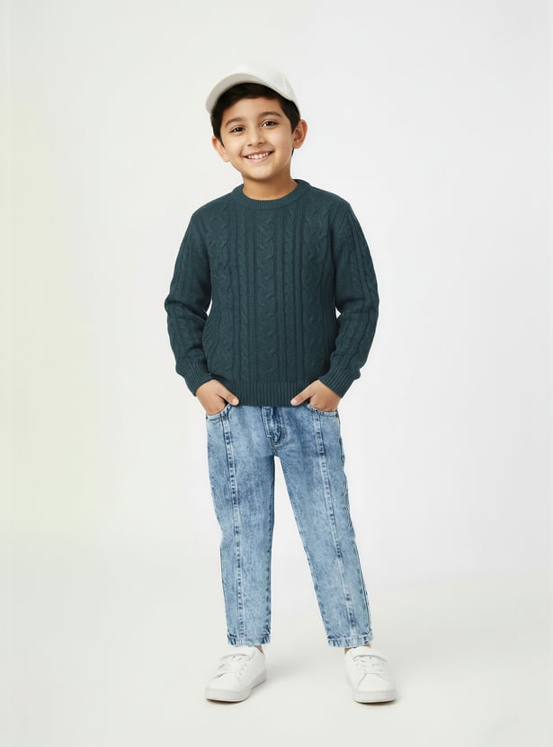 Boys Solid Cable Knit Sweater