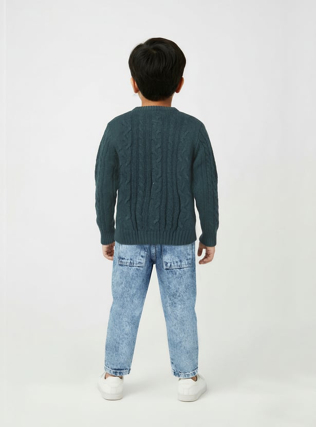 Boys Solid Cable Knit Sweater