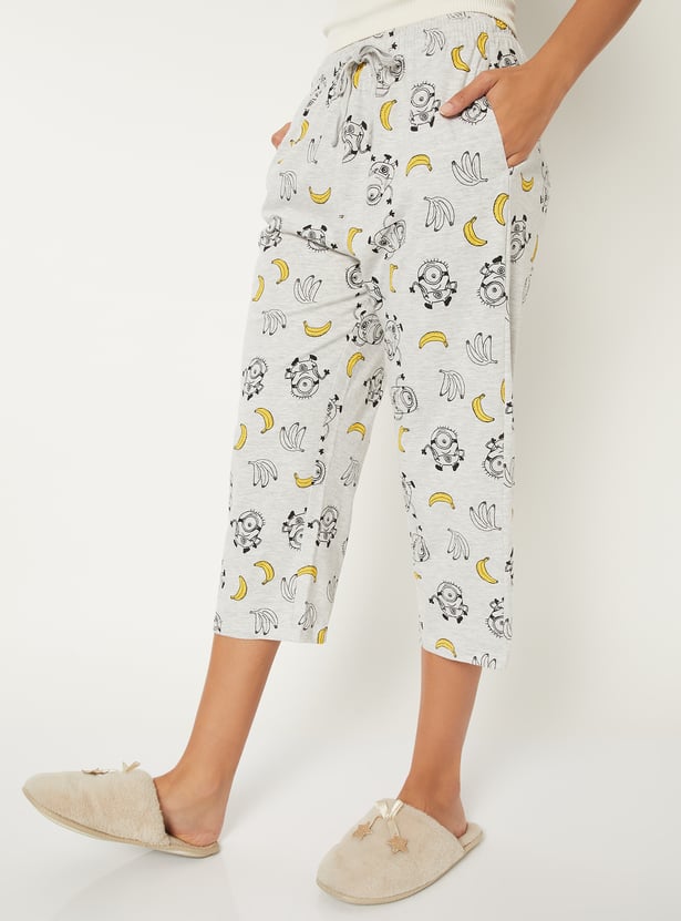 Women Minions Print Capris