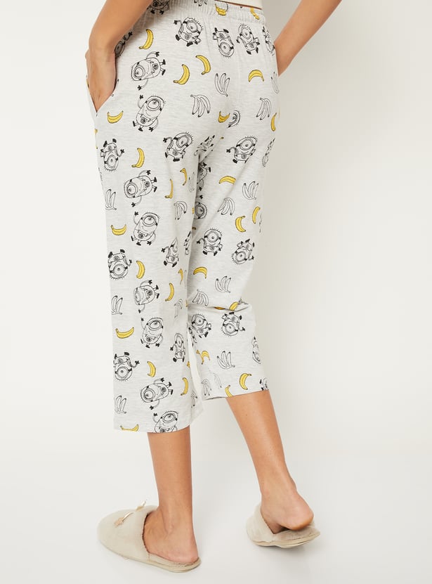 Women Minions Print Capris