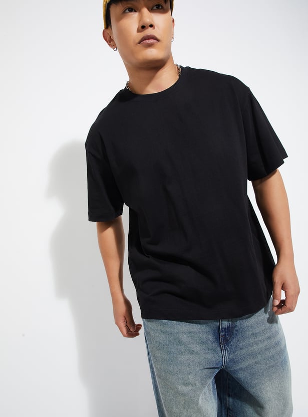 【Mサイズ】STRETCH TAFTA TOO BIG CREW TOP BLK Buy URB_N Men Oversized Solid T-shirt Online at just Rs. 249.0