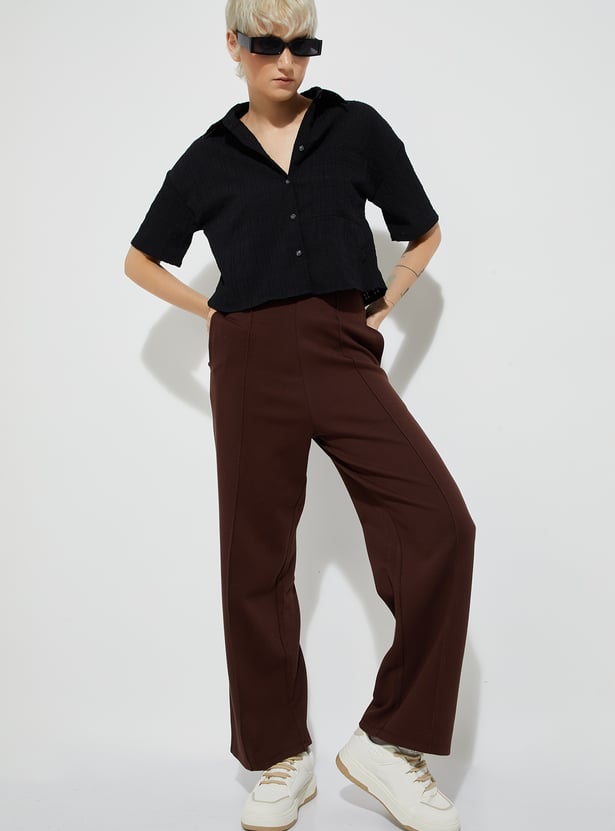 ALAYA F x URB_N Textured Wide Leg Trousers