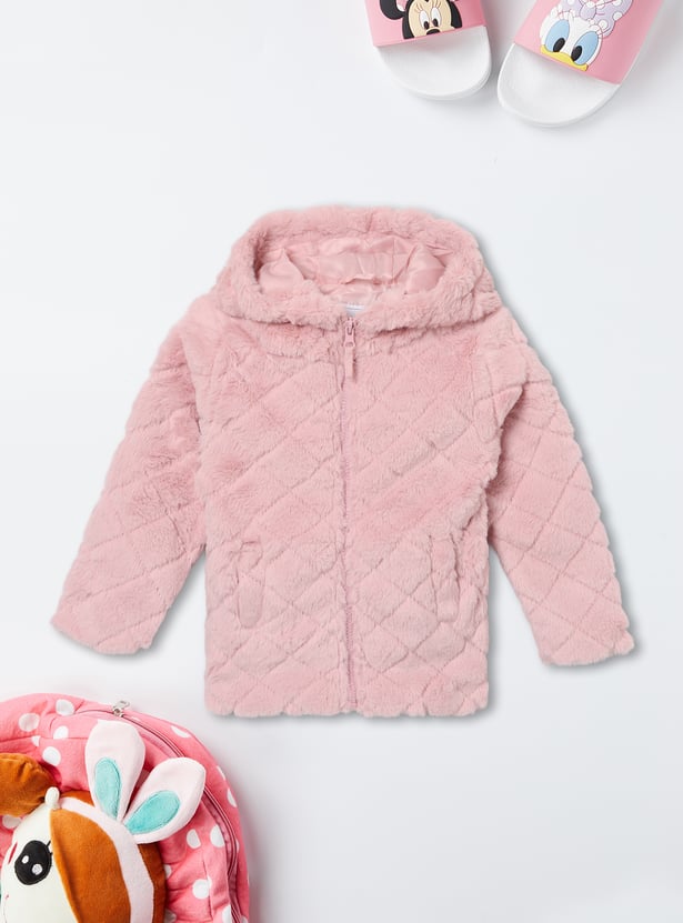 Girls Faux Fur Hooded Jacket