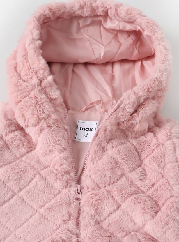 Girls Faux Fur Hooded Jacket