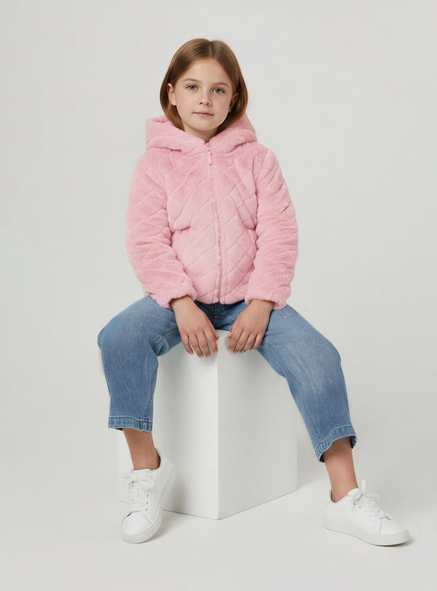 Girls Faux Fur Hooded Jacket