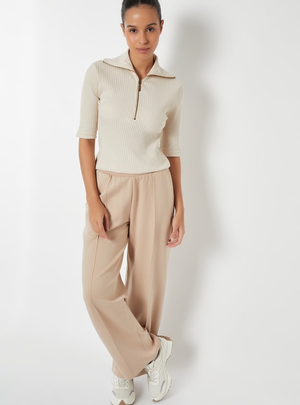 Buy Women Ribbed Sports Polo T-shirt Online at just Rs. 599.0