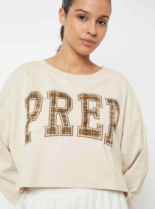 Women Applique Boxy Fit Sports T-shirt