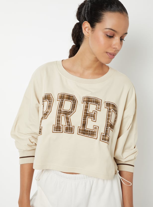 Women Applique Boxy Fit Sports T-shirt