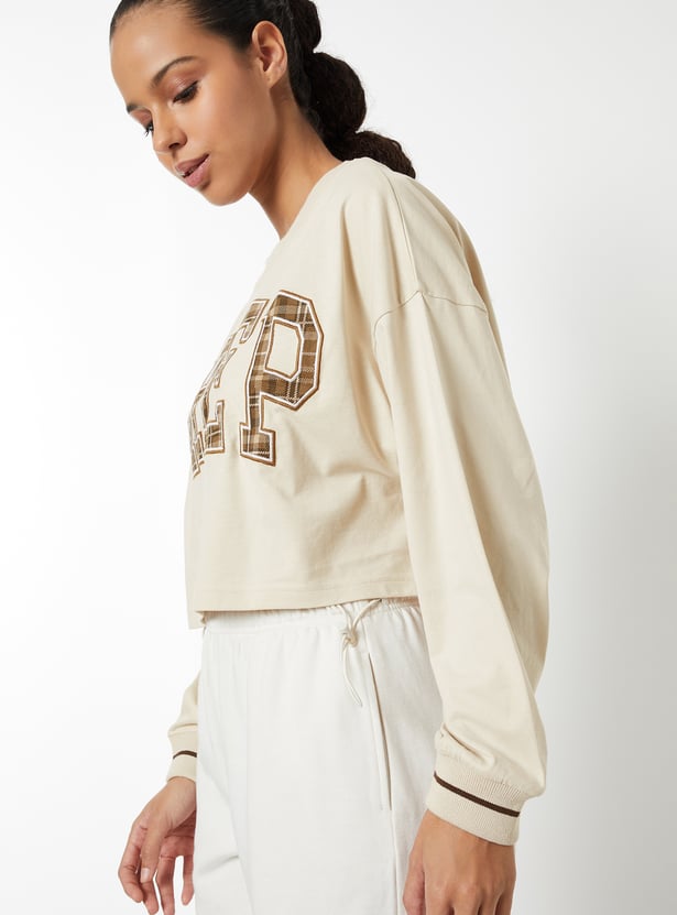 Women Applique Boxy Fit Sports T-shirt