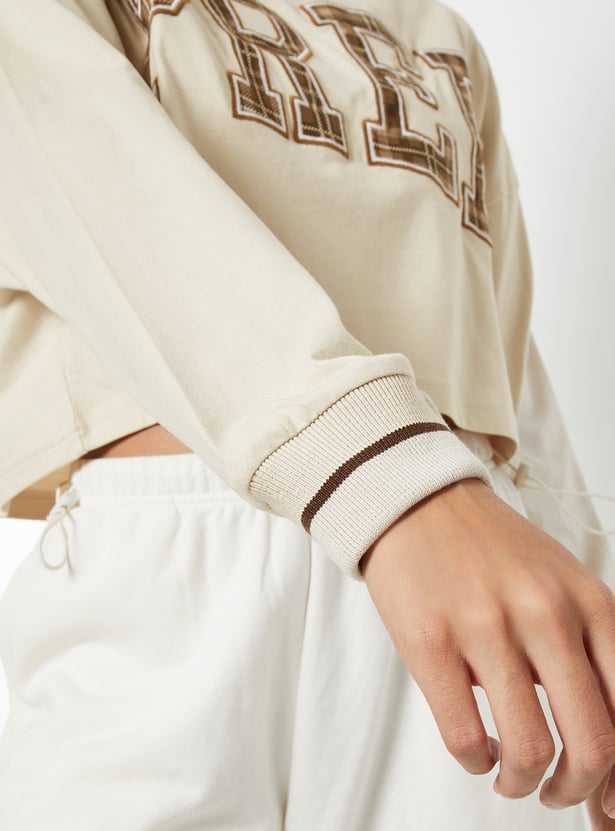 Women Applique Boxy Fit Sports T-shirt