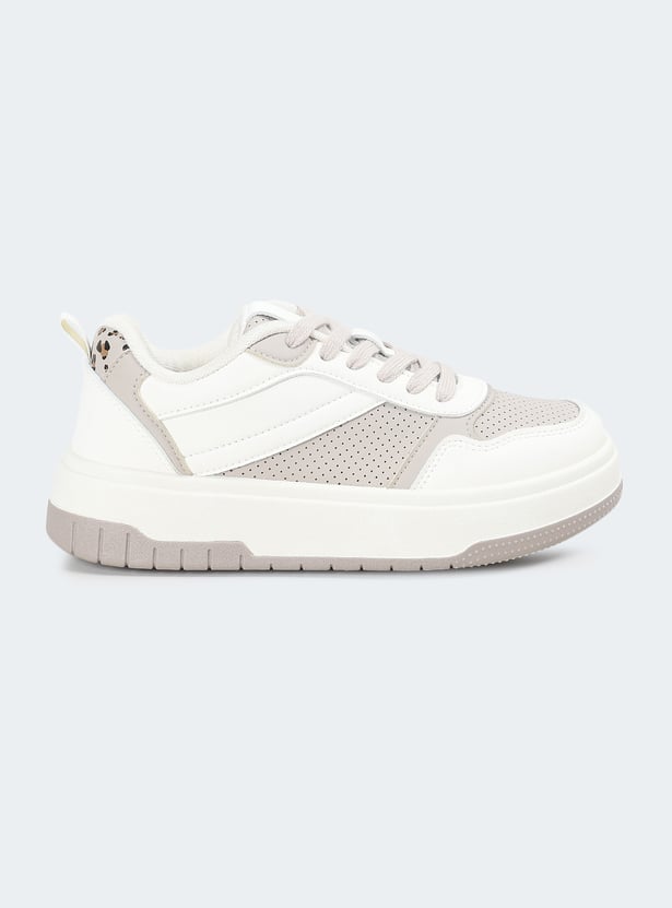 Women Colourblock Perforations Sneakers