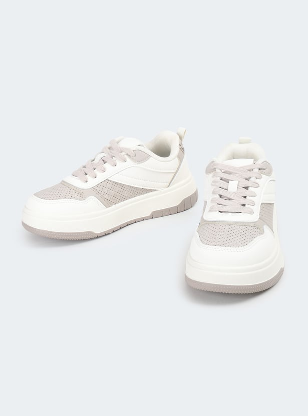 Women Colourblock Perforations Sneakers