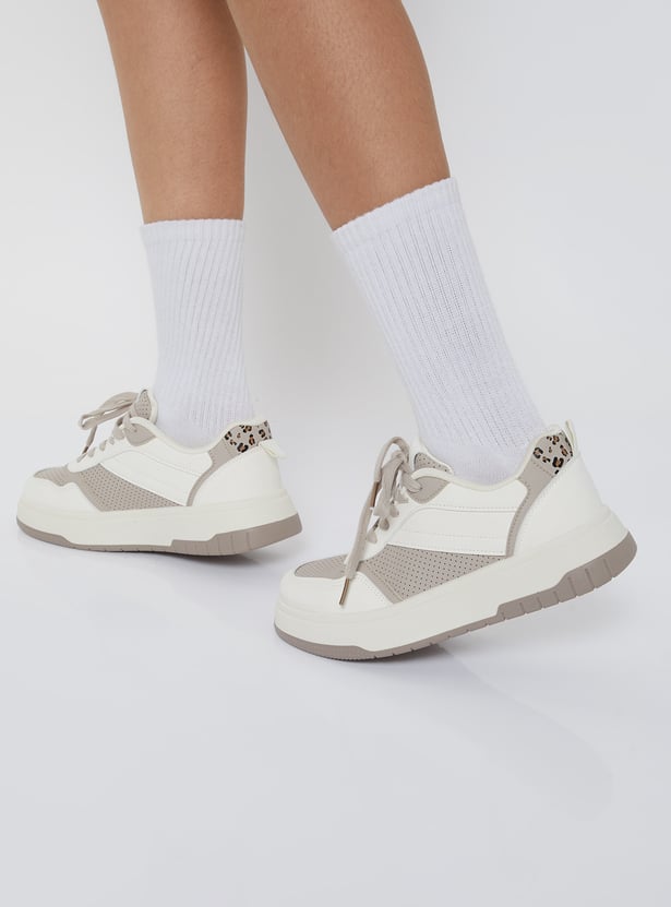 Women Colourblock Perforations Sneakers