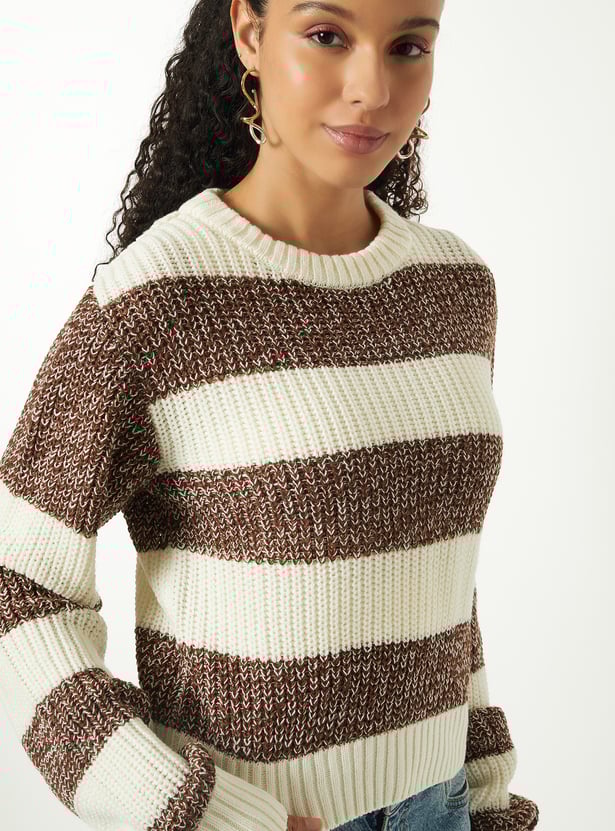 Women Boxy Fit Striped Sweater