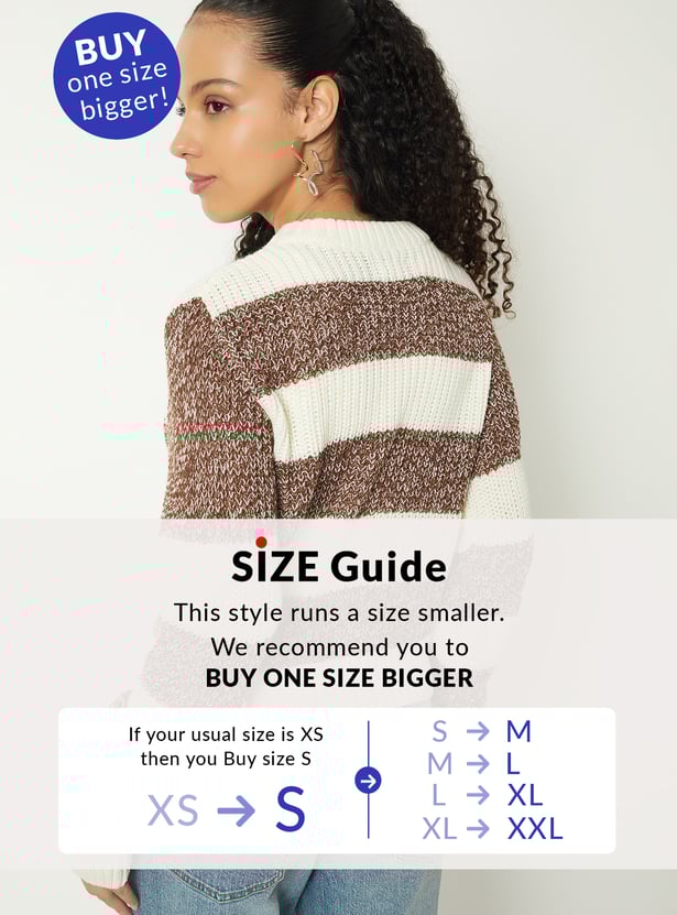 Women Boxy Fit Striped Sweater