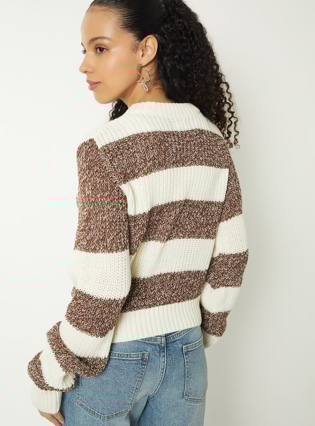 Women Boxy Fit Striped Sweater