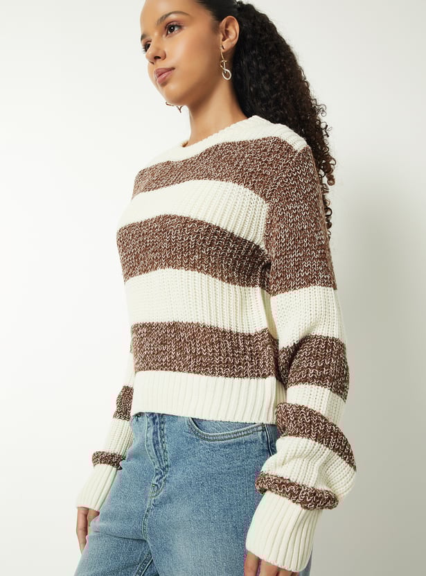 Women Boxy Fit Striped Sweater