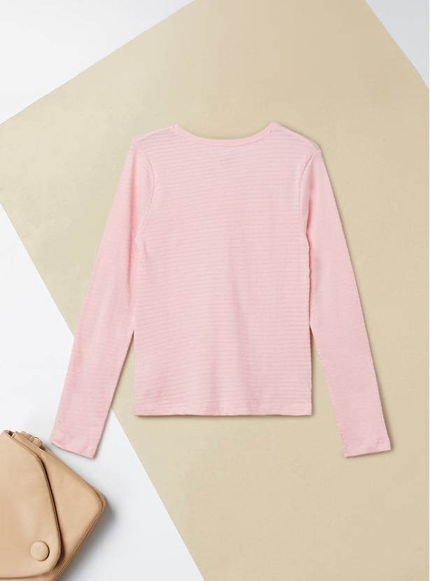 Girls Chest Print Knit T-shirt