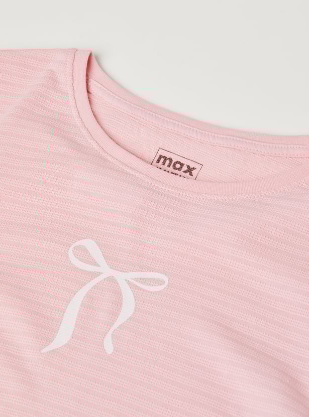 Girls Chest Print Knit T-shirt