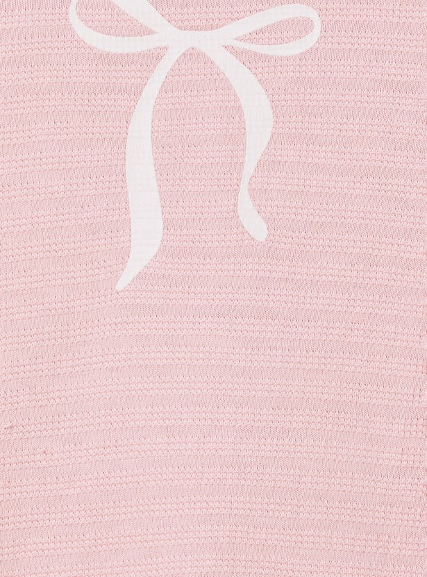 Girls Chest Print Knit T-shirt