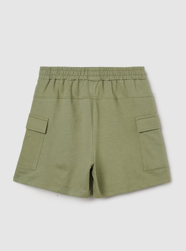 Girls Solid Cargo Shorts